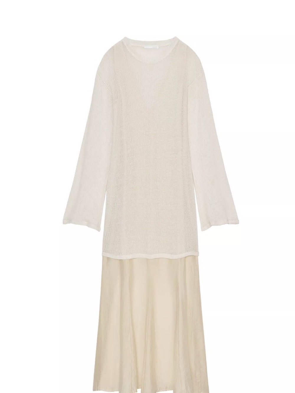 Lightweight Cream Knit top with maxi dress under